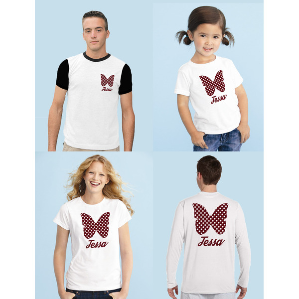 Polka Dot Butterfly Iron-On Sizing on Shirts