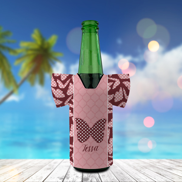 Polka Dot Butterfly Jersey Bottle Cooler - LIFESTYLE