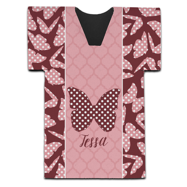 Polka Dot Butterfly Jersey Bottle Cooler - Set of 4 - FRONT (flat)