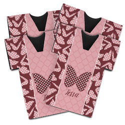 Polka Dot Butterfly Jersey Bottle Cooler - Set of 4 (Personalized)