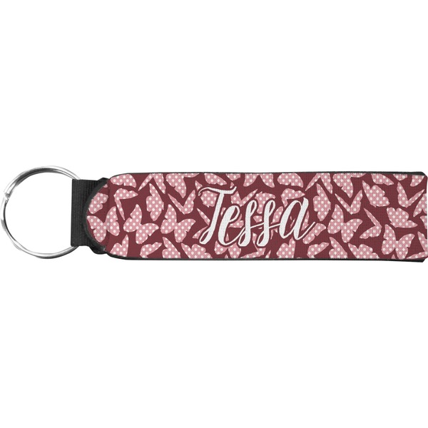 Custom Polka Dot Butterfly Neoprene Keychain Fob (Personalized)
