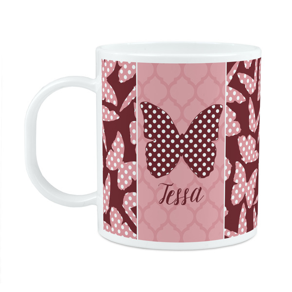 Custom Polka Dot Butterfly Plastic Kids Mug (Personalized)