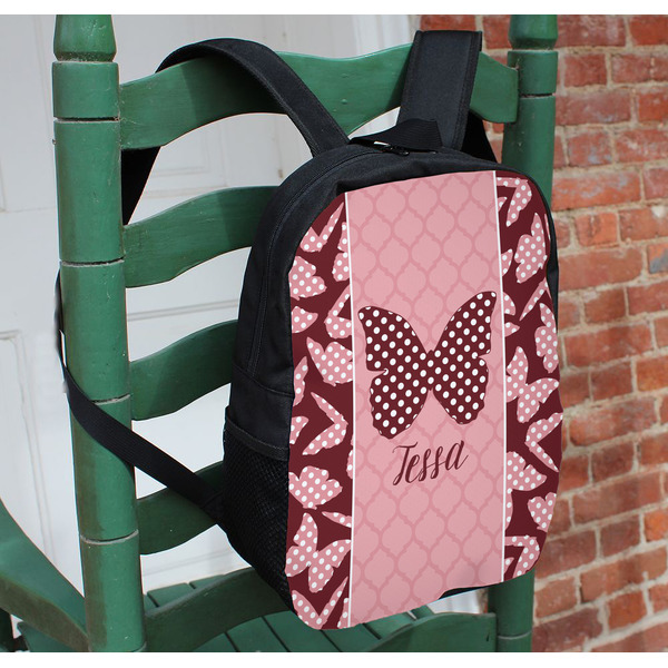 Polka Dot Butterfly Kids Backpack - In Context
