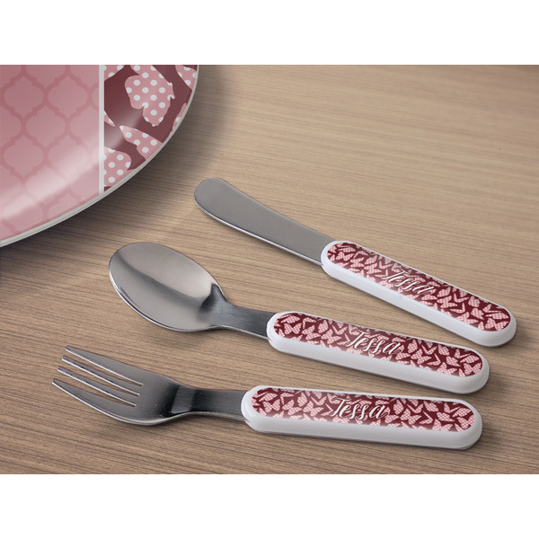 Polka Dot Butterfly Kids Flatware w/ Plate