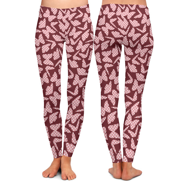 Polka Dot Butterfly Ladies Leggings - Front and Back