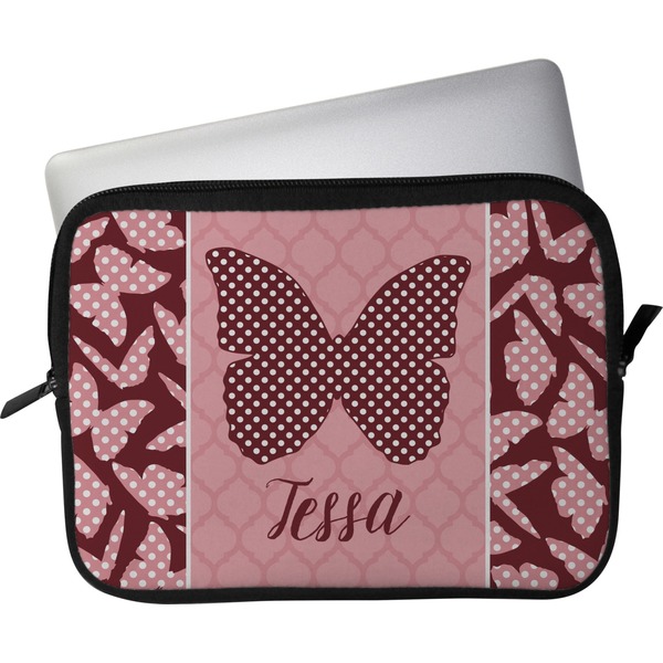 Custom Polka Dot Butterfly Laptop Sleeve / Case - 15" (Personalized)