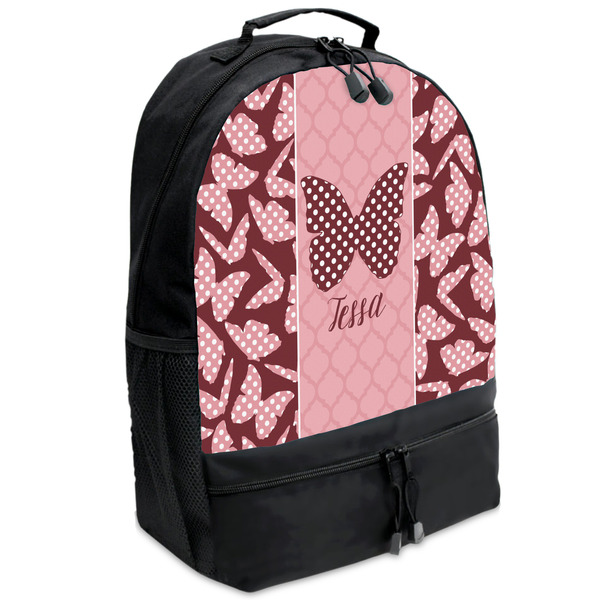 Custom Polka Dot Butterfly Backpacks - Black (Personalized)