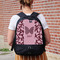Polka Dot Butterfly Large Backpack - Black - On Back