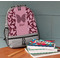 Polka Dot Butterfly Large Backpack - Gray - On Desk