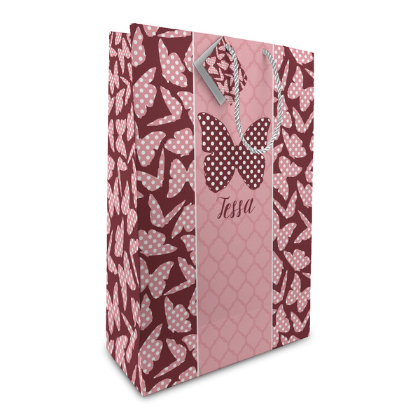 Custom Polka Dot Butterfly Large Gift Bag (Personalized)