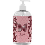 Polka Dot Butterfly Plastic Soap / Lotion Dispenser (16 oz - Large - White) (Personalized)