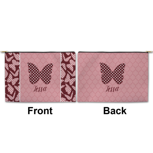 Polka Dot Butterfly Large Zipper Pouch Approval (Front and Back)