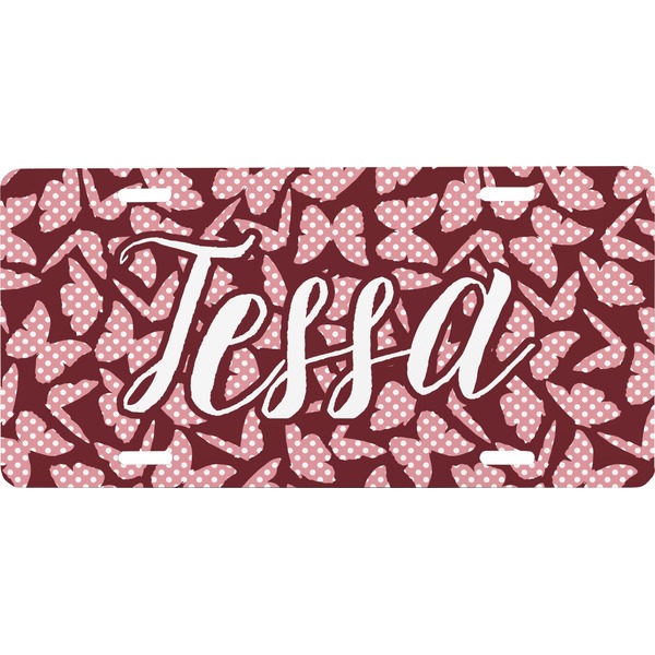 Custom Polka Dot Butterfly Front License Plate (Personalized)