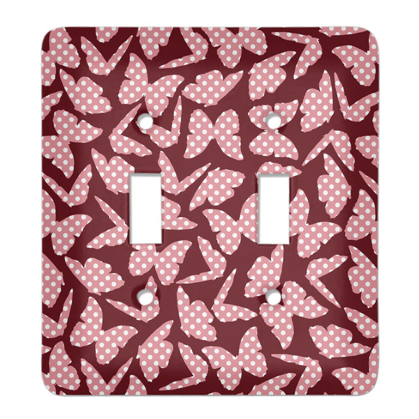 Custom Polka Dot Butterfly Light Switch Cover (2 Toggle Plate)