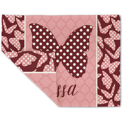 Polka Dot Butterfly Double-Sided Linen Placemat - Single w/ Name or Text