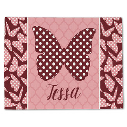Polka Dot Butterfly Single-Sided Linen Placemat - Single w/ Name or Text