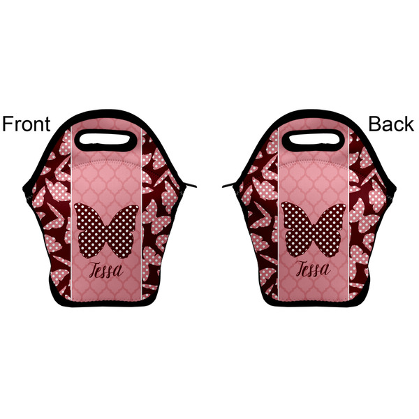 Polka Dot Butterfly Lunch Bag - Front and Back