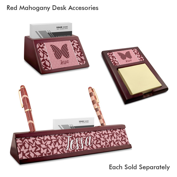 Polka Dot Butterfly Mahogany Desk Accessories