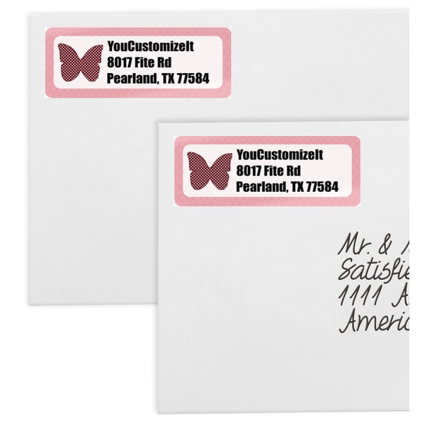 Polka Dot Butterfly Mailing Labels - Double Stack Close Up