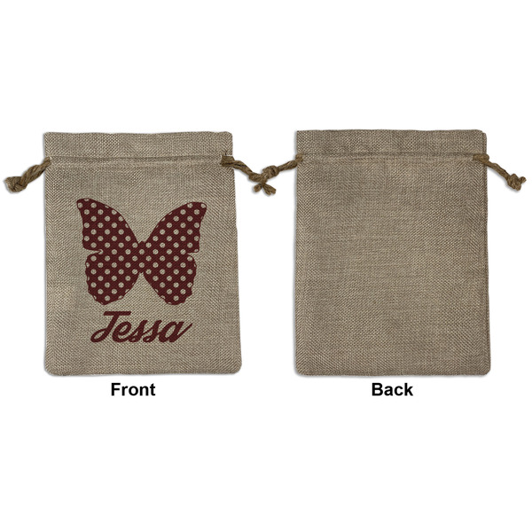 Polka Dot Butterfly Medium Burlap Gift Bag - Front Approval