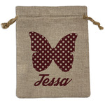 Polka Dot Butterfly Medium Burlap Gift Bag - Front (Personalized)