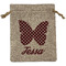 Polka Dot Butterfly Medium Burlap Gift Bag - Front