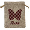 Polka Dot Butterfly Medium Burlap Gift Bag - Front (Personalized)