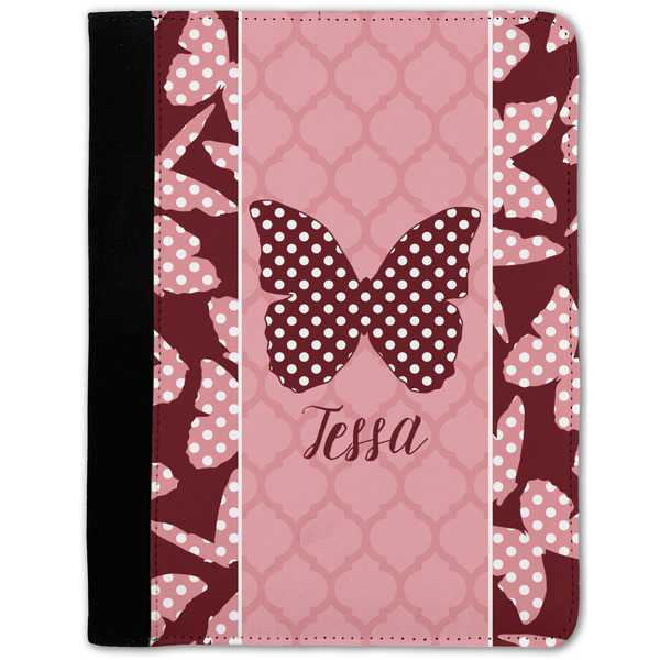 Custom Polka Dot Butterfly Notebook Padfolio - Medium w/ Name or Text