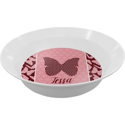 Polka Dot Butterfly Melamine Bowl - 12 oz (Personalized)