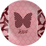 Polka Dot Butterfly Melamine Salad Plate - 8" (Personalized)