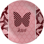 Polka Dot Butterfly Melamine Salad Plate - 8" (Personalized)