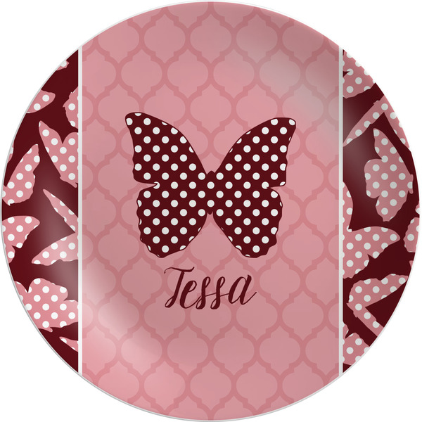 Custom Polka Dot Butterfly Melamine Salad Plate - 8" (Personalized)