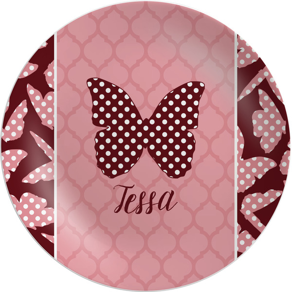 Custom Polka Dot Butterfly Melamine Salad Plate - 8" (Personalized)