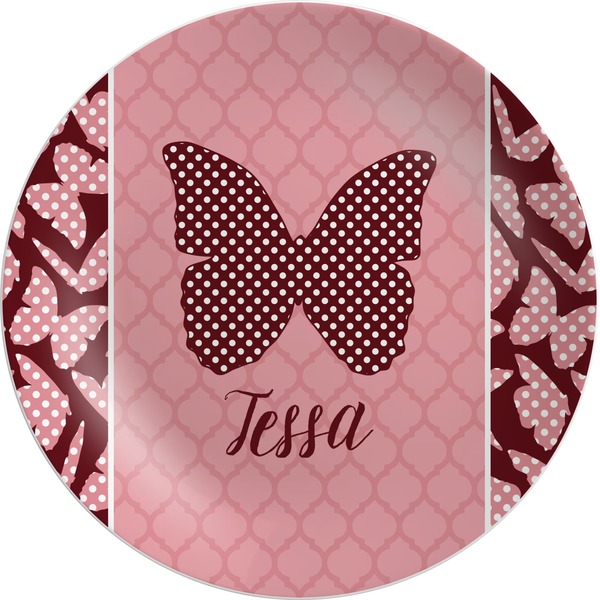 Custom Polka Dot Butterfly Melamine Plate - 10" (Personalized)