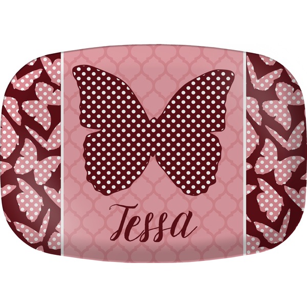 Custom Polka Dot Butterfly Melamine Platter (Personalized)