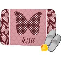 Polka Dot Butterfly Memory Foam Bath Mat (Personalized)
