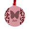 Polka Dot Butterfly Metal Ball Ornament - Front