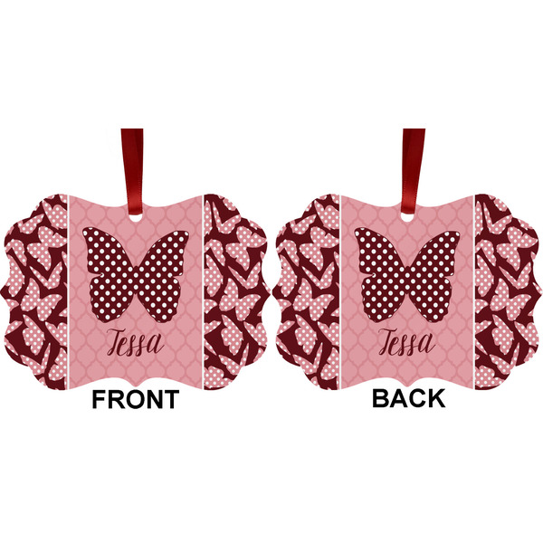 Polka Dot Butterfly Metal Benilux Ornament - Front and Back (APPROVAL)