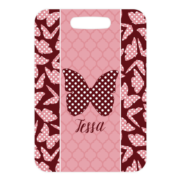 Polka Dot Butterfly Metal Luggage Tag - Front Without Strap