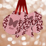 Polka Dot Butterfly Metal Ornaments - Double Sided w/ Name or Text