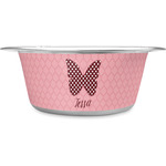 Polka Dot Butterfly Stainless Steel Dog Bowl (Personalized)