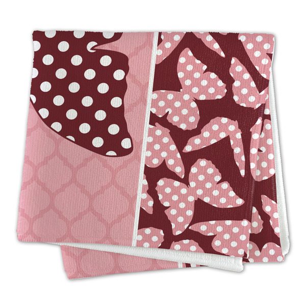 Polka Dot Butterfly Microfiber Dish Rag - FOLDED (square)