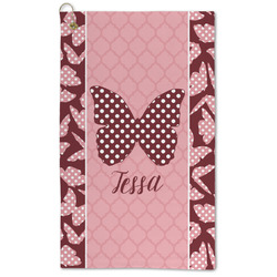 Polka Dot Butterfly Microfiber Golf Towel - Large (Personalized)