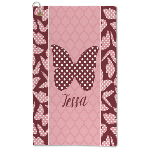 Custom Polka Dot Butterfly Microfiber Golf Towel (Personalized)