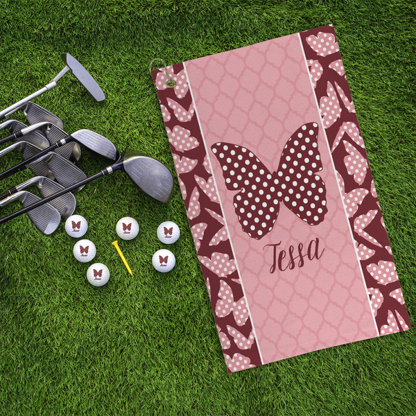 Polka Dot Butterfly Microfiber Golf Towels - LIFESTYLE