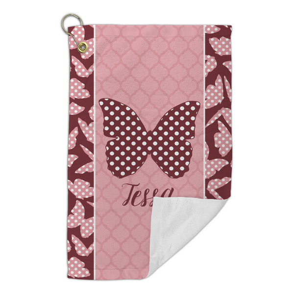 Polka Dot Butterfly Microfiber Golf Towels Small - FRONT FOLDED