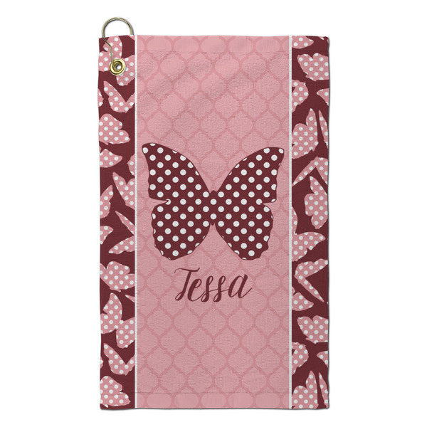 Custom Polka Dot Butterfly Microfiber Golf Towel - Small (Personalized)