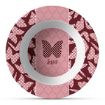 Polka Dot Butterfly Plastic Bowl - Microwave Safe - Composite Polymer (Personalized)