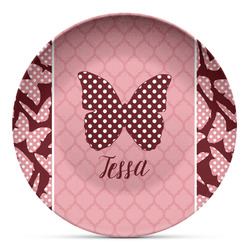 Polka Dot Butterfly Microwave Safe Plastic Plate - Composite Polymer (Personalized)