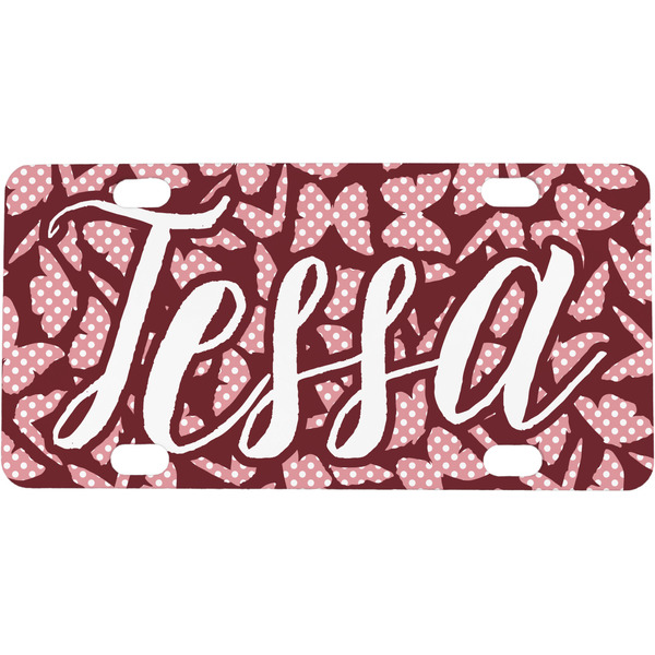Custom Polka Dot Butterfly Mini / Bicycle License Plate (4 Holes) (Personalized)